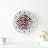 Grande Horloge Ronde Diamants Argent, Photo Anniversaire (Maison)