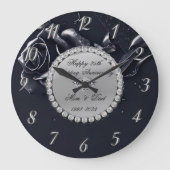 Grande Horloge Ronde Diamants Argent Rose Noire 25e Anniversaire (Recto)