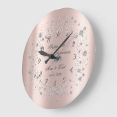 Grande Horloge Ronde Diamants Chic Confetti Or Rose Anniversaire (Angle)