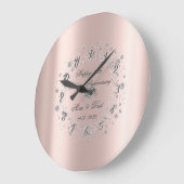 Grande Horloge Ronde Diamants Confetti Rose Gold Mariage Anniversaire (Angle)