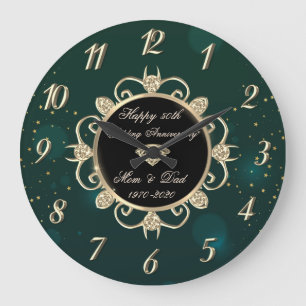 Grande Horloge Ronde Diamants verts chic 50e anniversaire de mariage