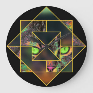 Grande Horloge Ronde Diamond Pop Art Pet Cat
