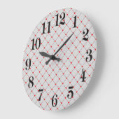 Grande Horloge Ronde Diamond Shaped Red Heart & Line Art (Angle)