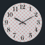 Grande Horloge Ronde Diamond Shaped Red Heart & Line Art<br><div class="desc">This design feestbright red hearts almost connected by diagonal red making a diamond shape, or a square rotated 45 degrees. A simple pattern and theme that doesn't scream romance from the highest mountain, perfectly acceptable as a gift to friends and family as well as in the workplace. Feel free to...</div>
