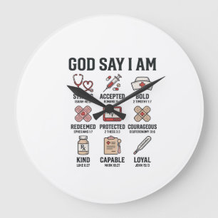 Grande Horloge Ronde Dieu dit que je suis infirmière Foi Design de grav