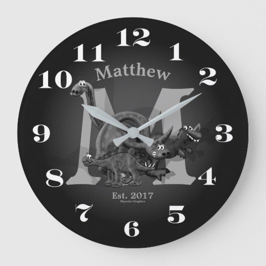 Grande Horloge Ronde Dinosaur initiale et date (Recto)