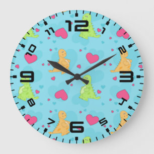 Grande Horloge Ronde Dinosaure Love