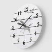 Grande Horloge Ronde Dinosaure Pterodactyl Decor Rustic Shiplap (Angle)