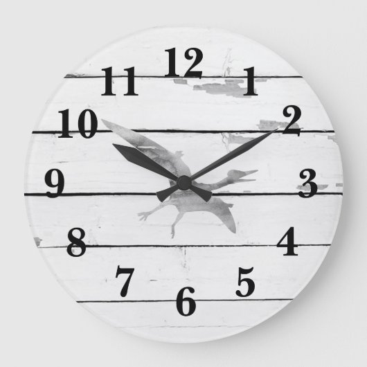 Grande Horloge Ronde Dinosaure Pterodactyl Decor Rustic Shiplap (Recto)