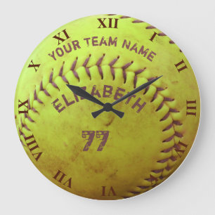 Grande Horloge Ronde Dirty Softball Nom de l'équipe Numéro de bal