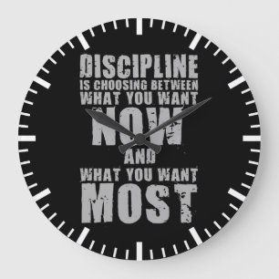 Grande Horloge Ronde DISCIPLINE - mots de motivation