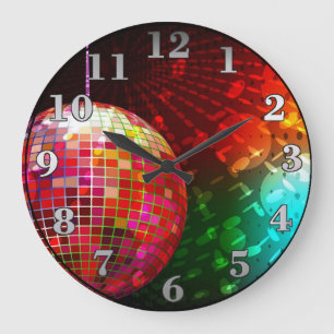Grande Horloge Ronde Disco Night Retro 70's Disco Ball Wall Clock