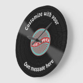 Grande Horloge Ronde Disque vinyle customisé (Angle)