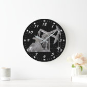 Grande Horloge Ronde Distressed metal Oilfield Design with Numbers (Maison)