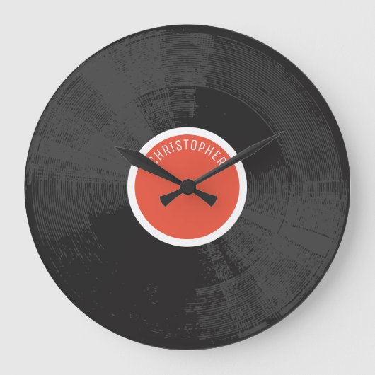Grande Horloge Ronde Distressed Vinyl Record Clock With (Recto)