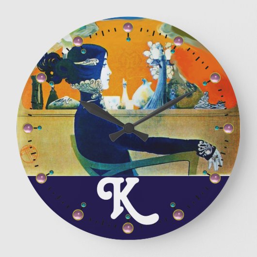 GRANDE HORLOGE RONDE DIVA EN BLEU, MONOGRAMME DE LA MODE BEAUTÉ (Recto)