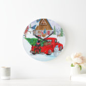 Grande Horloge Ronde Doberman Chien en Livraison Noël Camion Neige (Maison)
