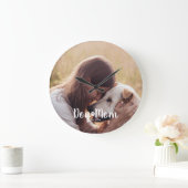 Grande Horloge Ronde Dog Mom Established Script Photo (Maison)