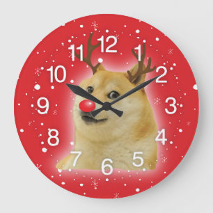 Grande Horloge Ronde Doge Dogright Doggo Chien Carte de Mème de Noël ro