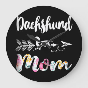 Grande Horloge Ronde Don de chien Dachshund Mom Dachshund Floral