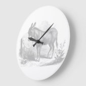 Grande Horloge Ronde Donkey Sketch Wall Clock (Angle)