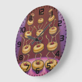 Grande Horloge Ronde Donuts Danser Whimsical Doughnut Caractères (Angle)