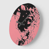 Grande Horloge Ronde Doodle de fleurs (Angle)