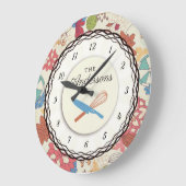 Grande Horloge Ronde Doodle flowers utensils (Angle)