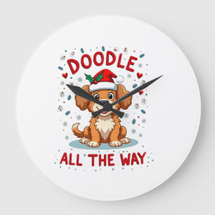 Grande Horloge Ronde Doodle tout le chemin drôle Goldendoodle chapeau d