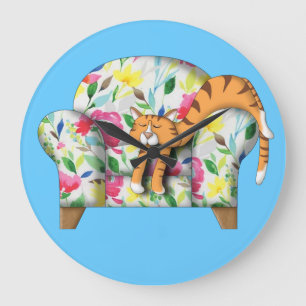 Grande Horloge Ronde Dormir sur une chaise à fleurs