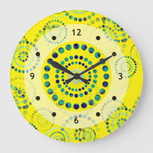 Grande Horloge Ronde Dots Circle Power Flowers II + votre backgr. & idé