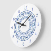 Grande Horloge Ronde Double frontière bleue de coeur (Angle)