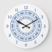 Grande Horloge Ronde Double frontière bleue de coeur (Recto)