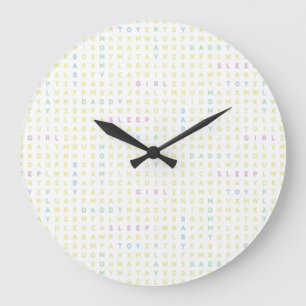 Grande Horloge Ronde Douce Petite Fille Alphabet ABCs Couleurs Traditio