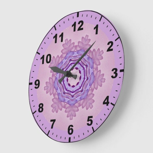 Grande Horloge Ronde ~ Douce violet bonsai Motif Fractal ~ (Angle)