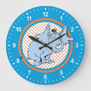 Grande Horloge Ronde Dr. Seuss Horton Entend un Qui points orange