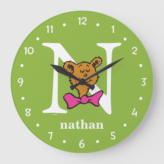 Grande Horloge Ronde Dr. Seuss's ABC: Letter N - White | Add Your Name (Recto)