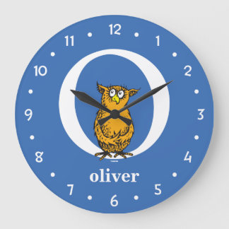 Grande Horloge Ronde Dr. Seuss's ABC: Letter O - White | Add Your Name