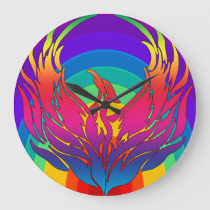 Grande Horloge Ronde Dragon arc-en-ciel
