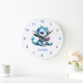 Grande Horloge Ronde Dragon Bébé Bleu Mange un Cupcake (Maison)