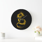 Grande Horloge Ronde Dragon d'or (Maison)