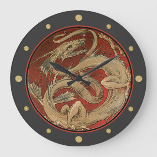 Grande Horloge Ronde Dragon Lore Art Nouveau