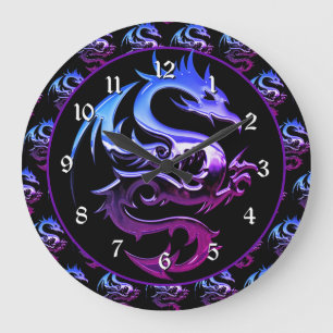 Grande Horloge Ronde Dragon mauve-métallique