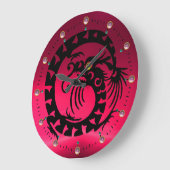 GRANDE HORLOGE RONDE DRAGON NOIR, GEMMES JAUNES PINK FUCHSİA (Angle)