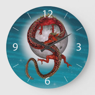 Grande Horloge Ronde Dragon rouge Imaginaire-Est
