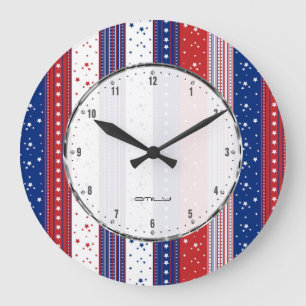 Grande Horloge Ronde Drapeau Abstrait américain 2