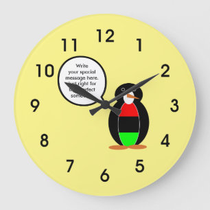 Grande Horloge Ronde Drapeau afro-américain parlant à Mme Penguin