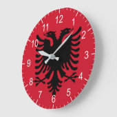 Grande Horloge Ronde Drapeau albanais (Angle)