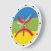 Grande Horloge Ronde Drapeau amazigh (Angle)