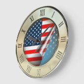 Grande Horloge Ronde Drapeau américain (Angle)